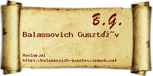 Balassovich Gusztáv névjegykártya